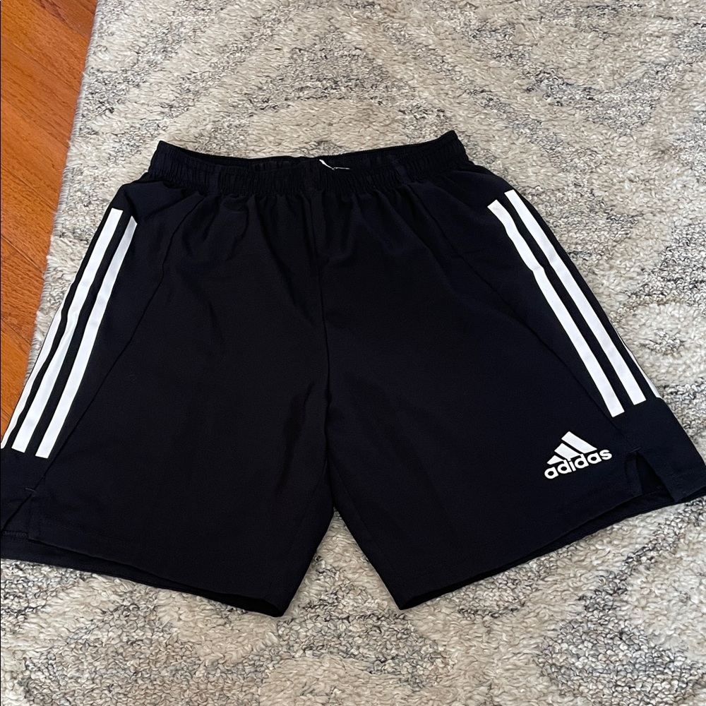 Adidas Men's Black and White Athletic Shorts